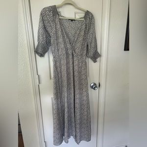 Faux wrap midi dress